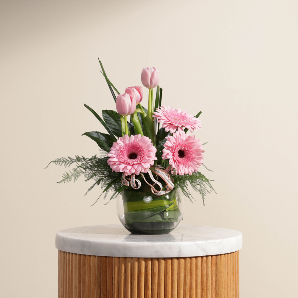 مزهرية الحياة | زهور وردية