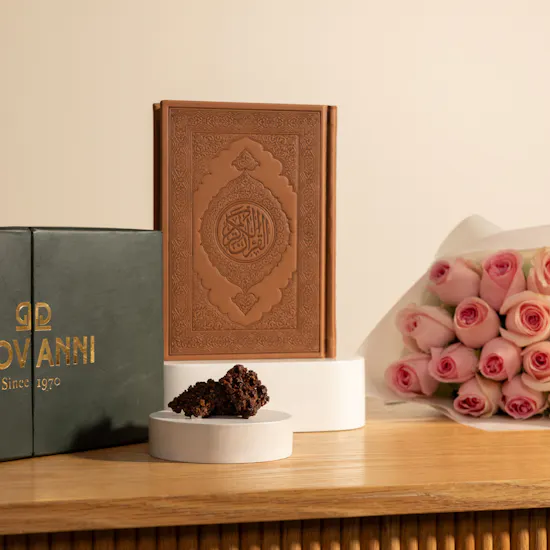 Giovanni Dark Nuts Caramelized Big Box | Tip of The Day Brown Holy Quran and Delight Flowers