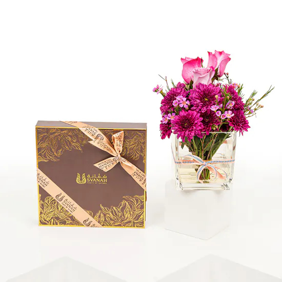 Svanah Dates with Chocolate Box | Purple Flowers