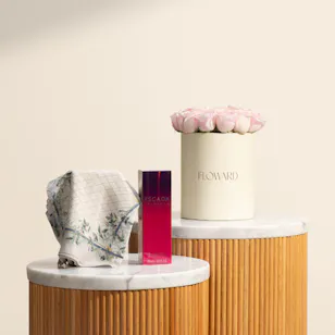 Emma Shahrazad Scarf | Escada Magnetism Perfume and Flowers