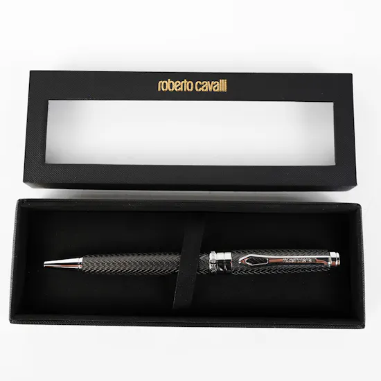 Roberto Cavalli Writing Pen | Two Tone Silver & Black Color