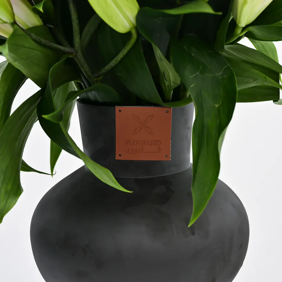 Pink Lilies | Black Vase 3