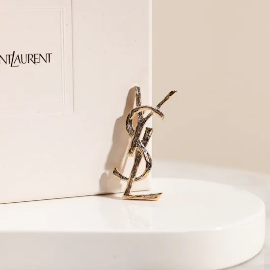 Saint Laurent Cassandre Brooch with Engraved Texture