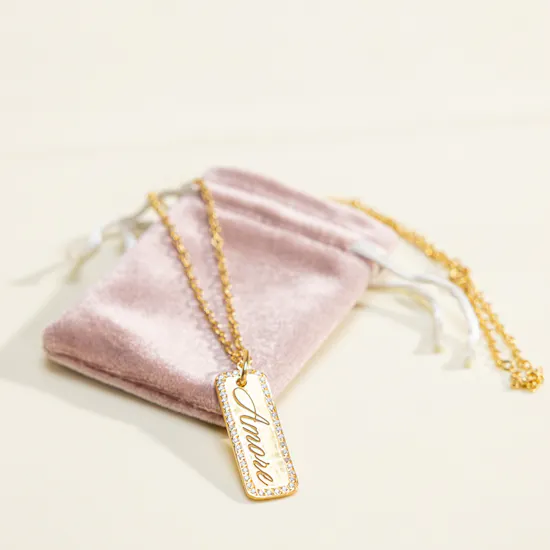 Hrh Amore Rectangular Gold Plated Women's Necklace
