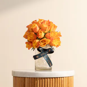 Shiny Orange Roses Vase
