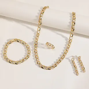 Alvira Luxury Silver Gold Plated Set Alvira Luxury Silver Gold Plated Set