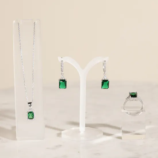 Zia Silver Emerald Women Set | Royal Flowers
