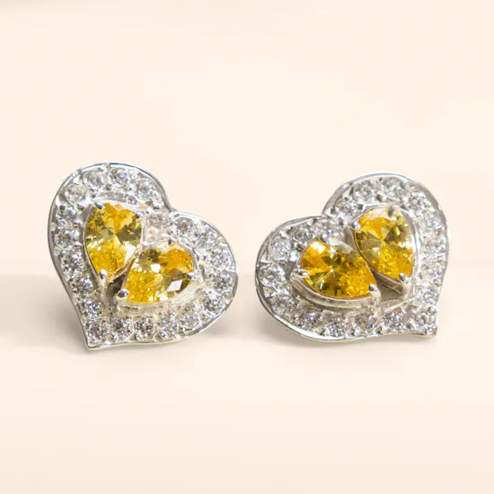 Hrh Yellow Heart Gold Plated Studs Earrings