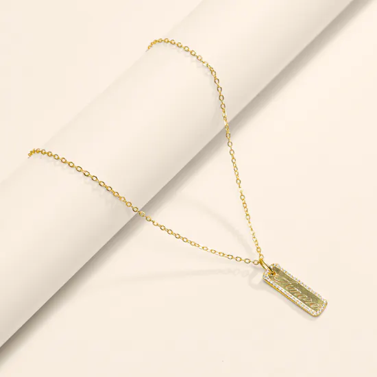 Hrh Amore Rectangular Gold Plated Women's Necklace