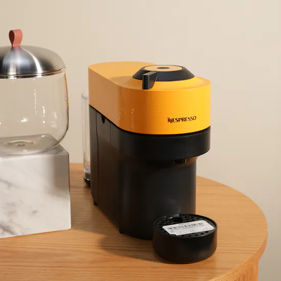 Nespresso Vertuo Yellow Machine with Milk Frother and Capsules Dispenser Set