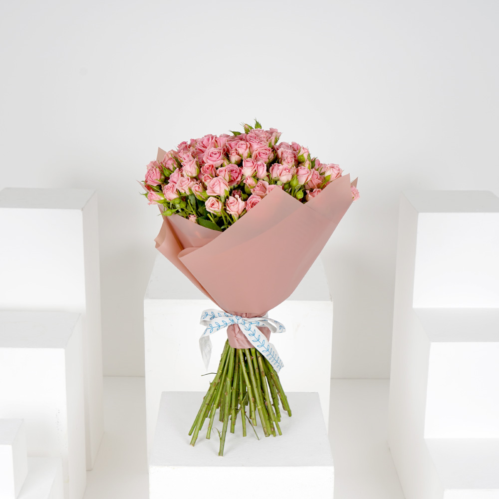 50 Baby Roses | Pink Wrap