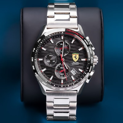 Ferrari Pilota Evo Stainless Steel Grey Dial Chronograph Men's Watch