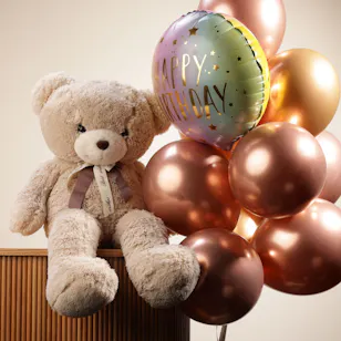 Soft Teddy Bear Large | Happy Birthday Balloons 