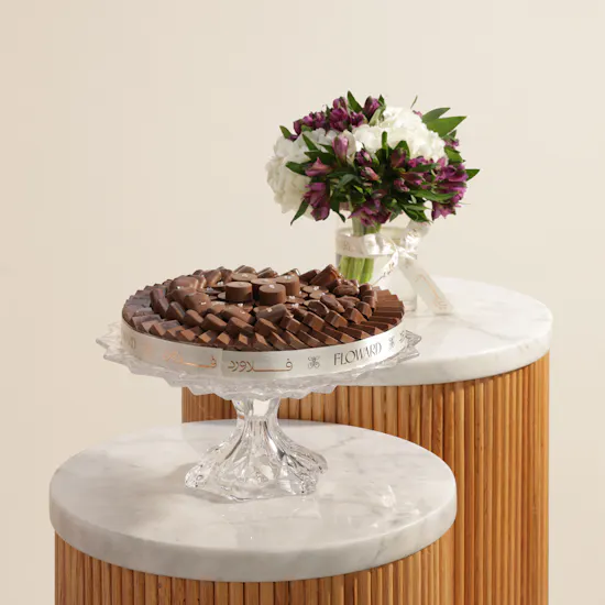 Floward Chocolate Round Glass Tray | Gleaming Flower Vase