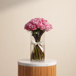 Purple Roses Vase | 50 Flowers