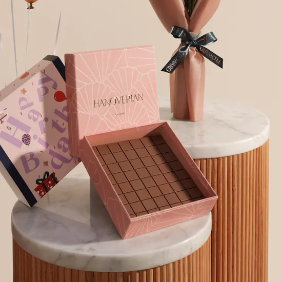 Hanoverian Happy Birthday Caramel Chocolate Box | Balloons and Flower Bouquet