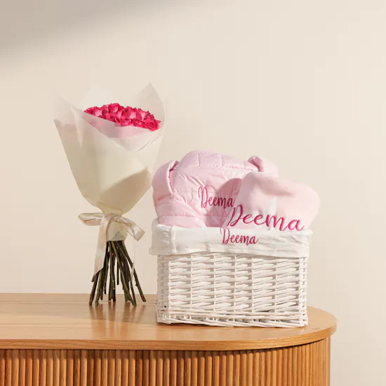 Belovedone Personalize Bag and Blanket Gift Set | Enchanted Flowers Arrangement