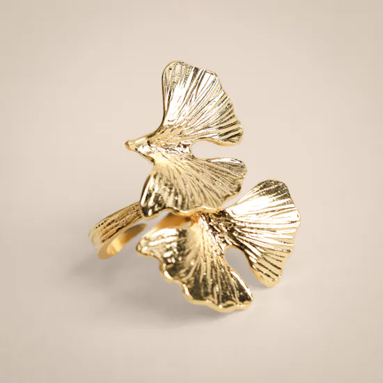 Lynyer Gold-plated Twisted Flora Petal Ring