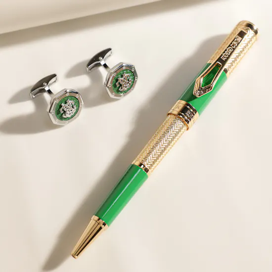 Roberto Cavalli Green Pen and Cufflinks Men's Set