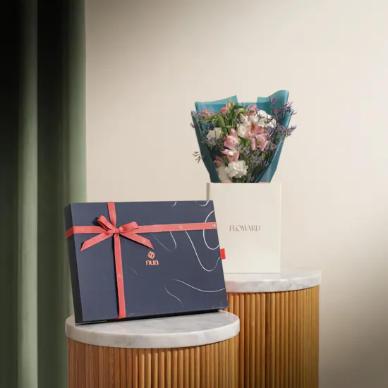 Nua Large Classic Chocolate Bonbon Slipcase Box | Jubilant Flower Bouquet
