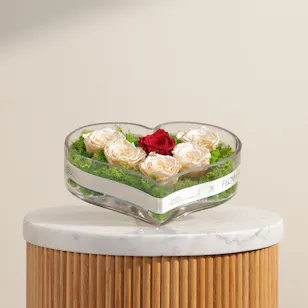 Preserved Elegant Rose Heart Vase