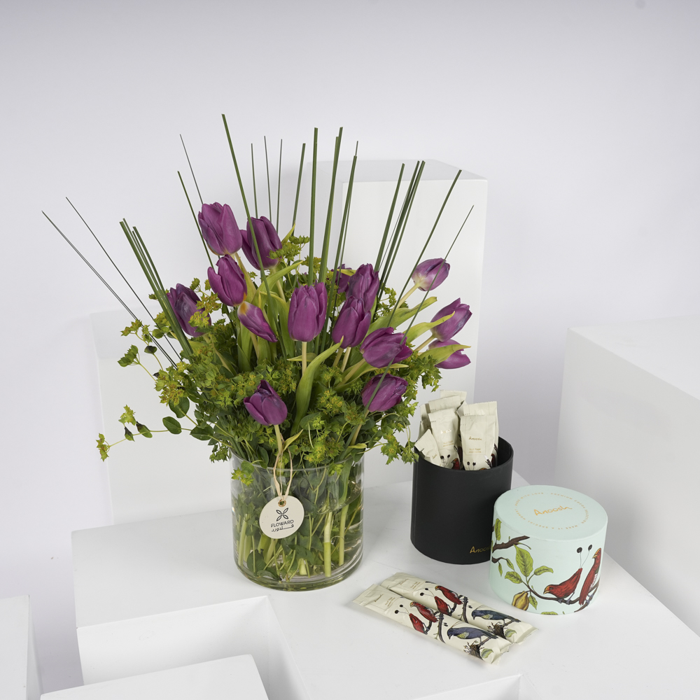 صندوق القهوه العربية من أنوش | توليب جميله