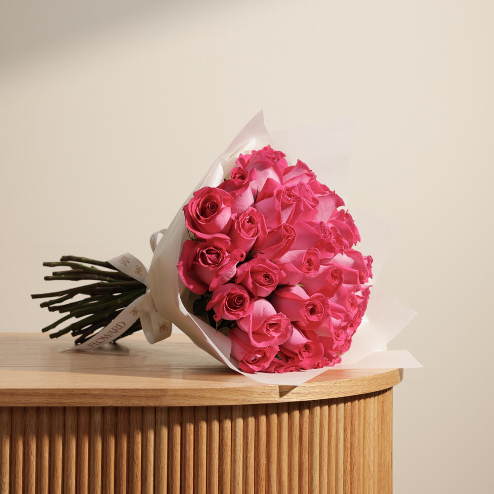 Fuchsia Roses Bouquet | 35 Flowers