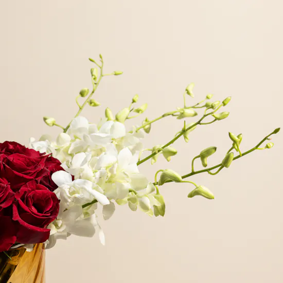 Crimson Blooms Flowers Vase