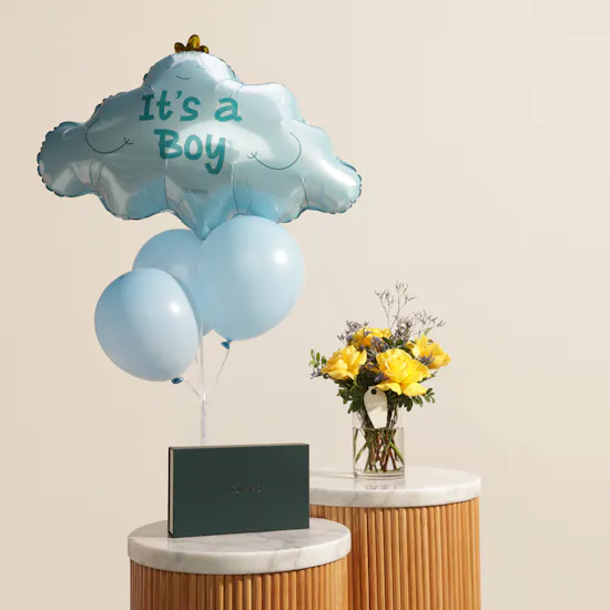 Floward Dates Chocolate Box | New Joy Flower Vase and Balloons
