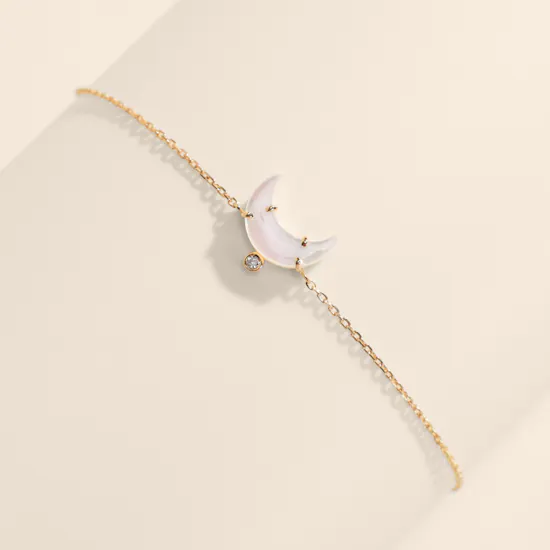 Leïa K. Moon Stone Diamond Necklace Bracelet