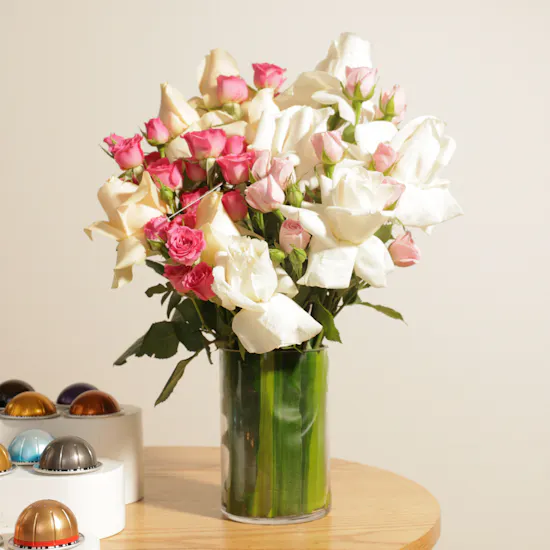 Nespresso Vertuo Plus White Coffee Machine Bundle | Astounding Flower Vase