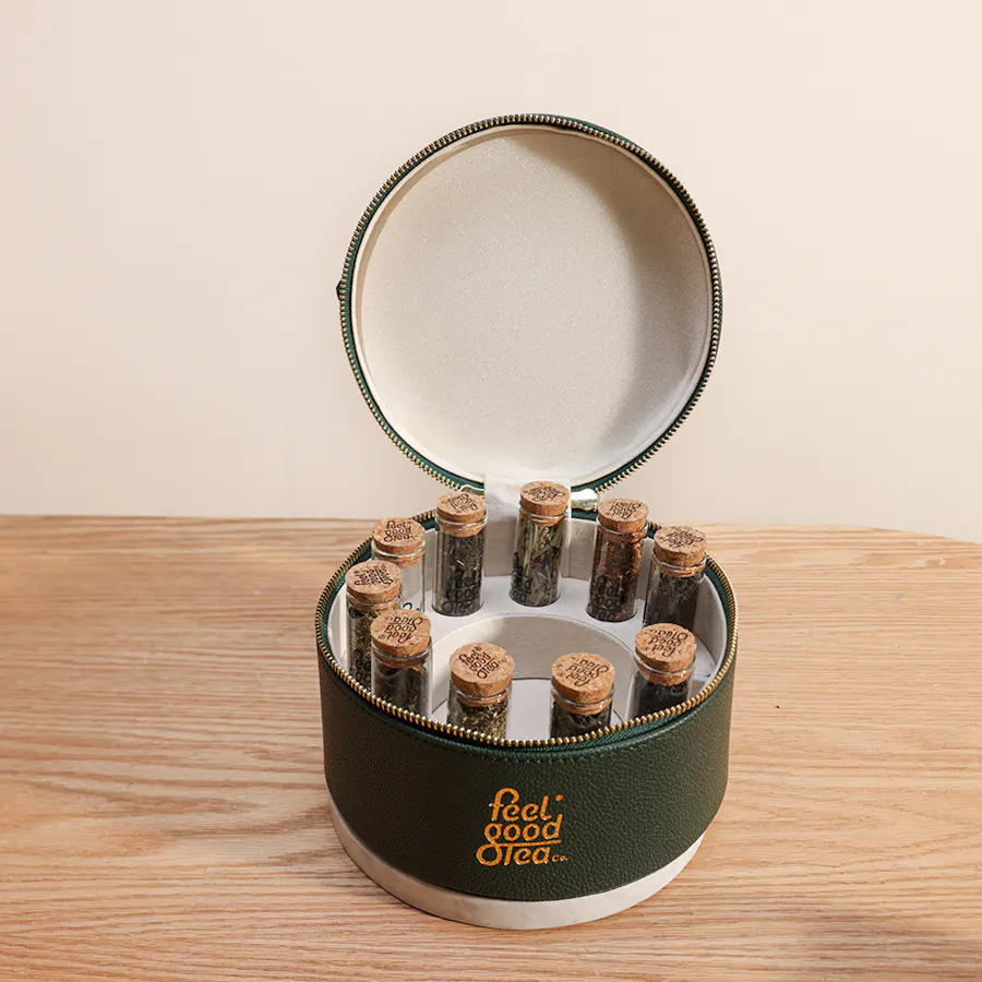 Feel Good Tea Green Leather Tea Box 4
