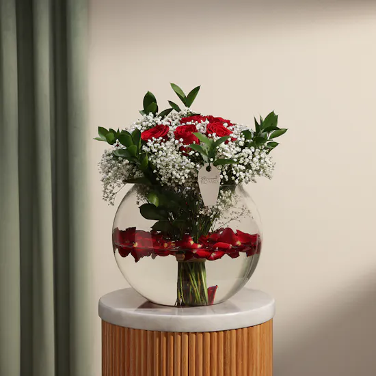 Red Beautiful Flowers Vase