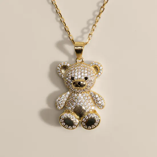 Artsy Teddy Bear Gold Plated Necklace