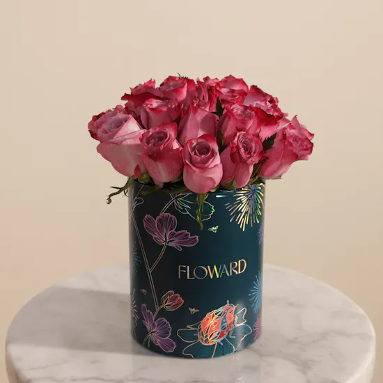 Timeless Purple Rose Box | 15 Flowers