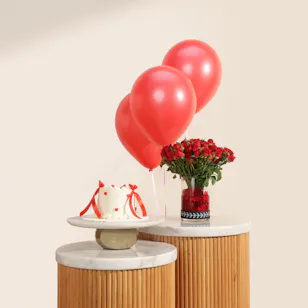 Sweet Atelier Love You Cake | Flowers Vase and Red Balloons