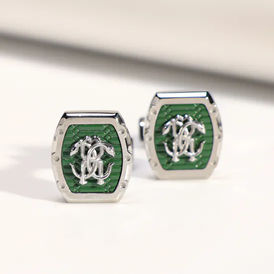 Roberto Cavalli Silver & Green Men's Cufflinks