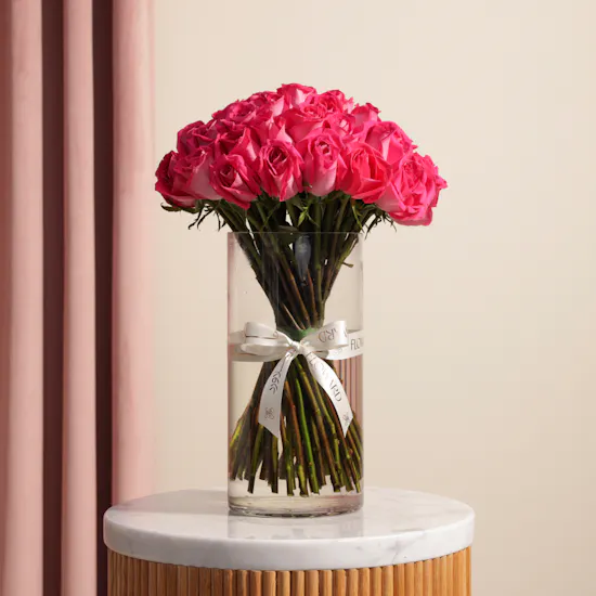Fuchsia Brilliance Vase | 50 Flowers
