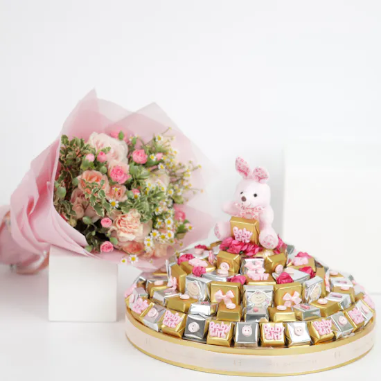Ghazl it’s a Girl Chocolate Tower | Pink Bouquet