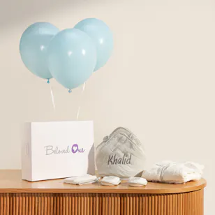 Belovedone Personalized Grey Baby Shower Set 