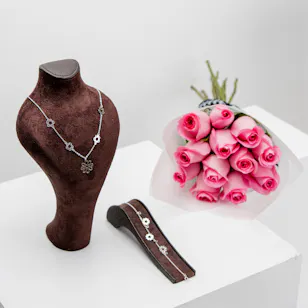 Felizmoda Flowers Silver Bundle | Pink Roses Felizmoda Flowers Silver Bundle | Pink Roses