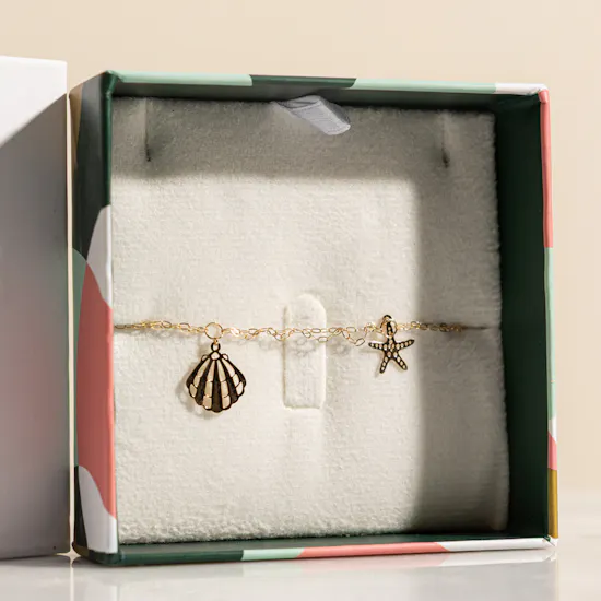 Miss L' Starfish and Seashell Chain Gold Bracelet