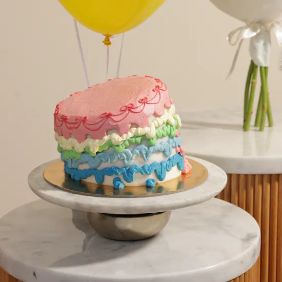 Floward Colored Birthday Cake | Flowers Bouquet and Balloons