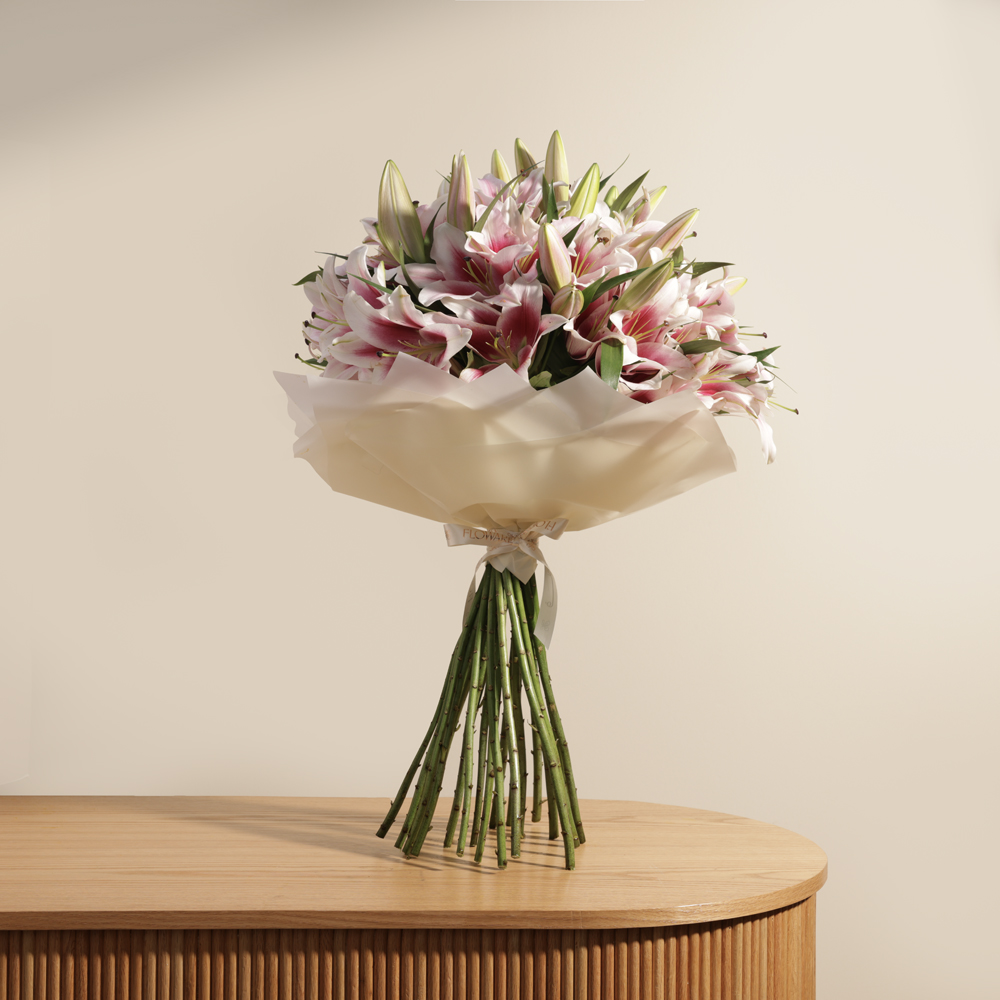 Soft Pink Lilies Bouquet | 25 Flowers