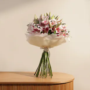 Soft Pink Lilies Bouquet | 25 Flowers