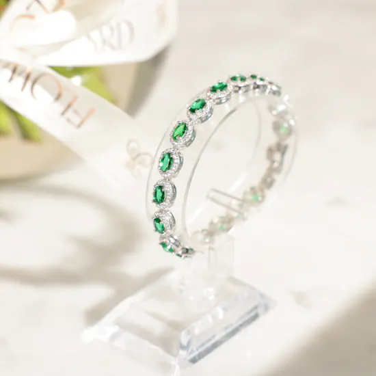 Zia Silver with Emerald Zircon Stone Tennis Bracelet | Congratulations for Graduating Flowers