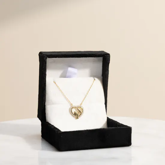 Artsy Mom and Baby in A Heart Necklace