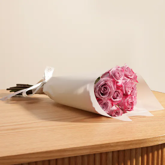 Plush Purple Roses Bouquet | 12 Roses