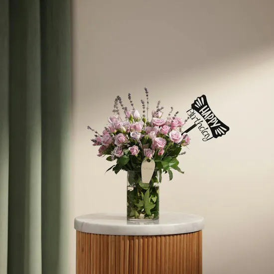 Happiness Birthday Flowers Vase