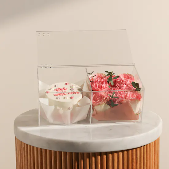 Floward Get Well Soon Pink Bento Cake with Gentle Recovery Flowers